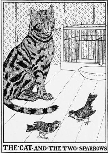 THE CAT and the two sparrows.