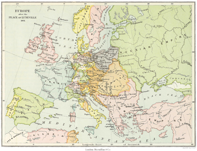 map of Europe after Luneville treaty