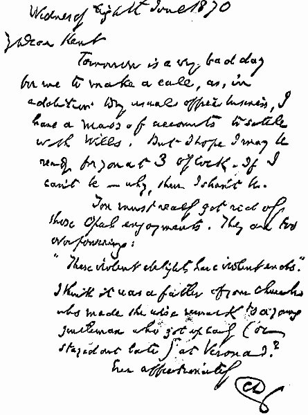 Handwritten Letter: Gad's Hill Place, Higham by Rochester, Kent.