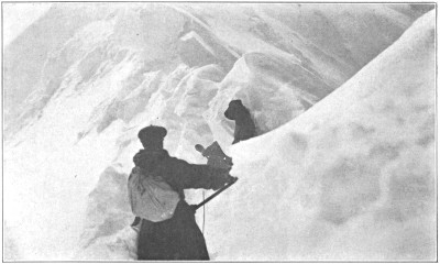Cutting a staircase three miles long in the ice of the shattered ridge.