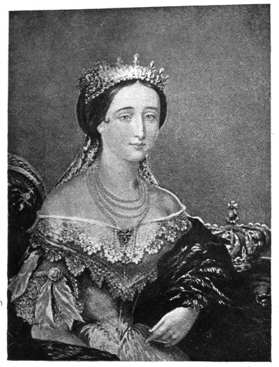 "THE EMPRESS EUGENIE" WEARING BLONDE LACE.

(From a Baxter print.)
