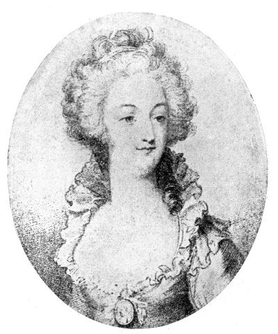 AN OLD PRINT OF "MARIE ANTOINETTE," SHOWING THE
SIMPLICITY OF ADORNMENT SHE AFFECTED.

"MECHLIN" LACE.