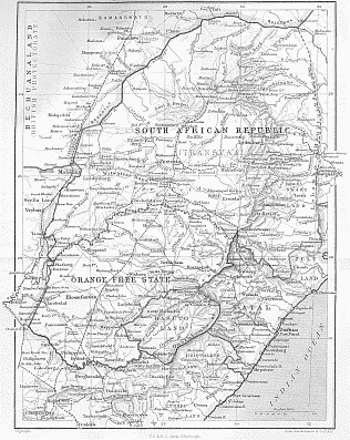 MAP OF THE SEAT OF WAR Illustrating "South Africa and the Transvaal War," by Louis Creswicke.