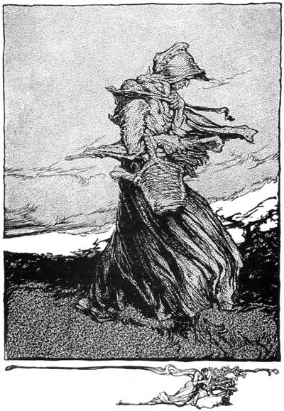 THE TALL, GAUNT, SILENT WOMAN ... STRIDING THROUGH THE
PASTURES