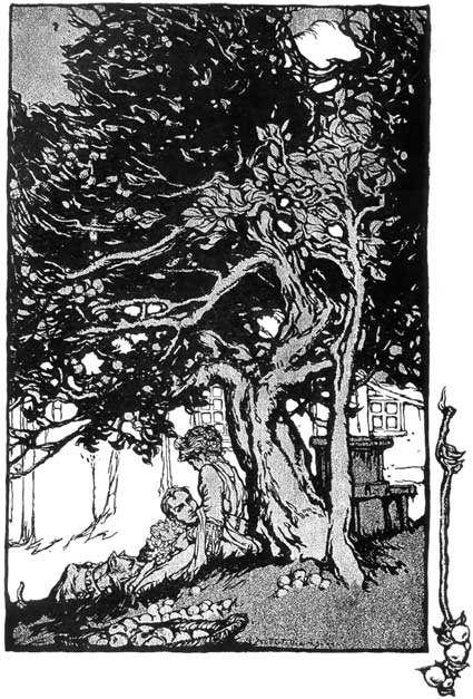 I SEEM TO SEE ... A BEAUTIFUL WOMAN IN A BLUE DRESS
SITTING UNDER A FRUIT TREE