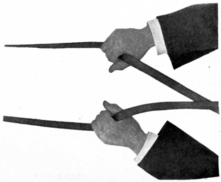 Overhead view of hands holding reins