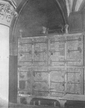 Fig. 26. Part of the ancient press in Bayeux Cathedral, called Le Chartrier de Bayeux. From a photograph.
