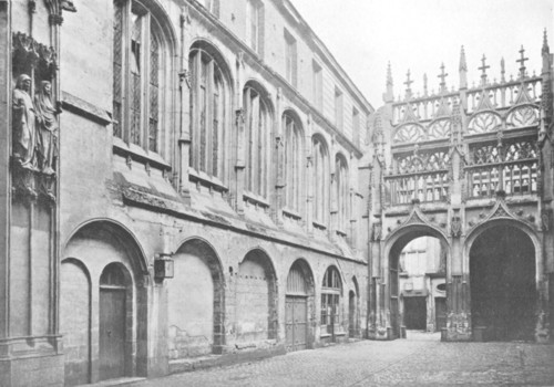Fig. 47. Interior of the Cour des Libraires, Rouen, shewing the gate of entrance from the street, and the Library.