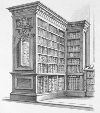 Fig. 131. Bookcase in the north room of the University Library, Cambridge, designed by James Essex, 1731-1734.