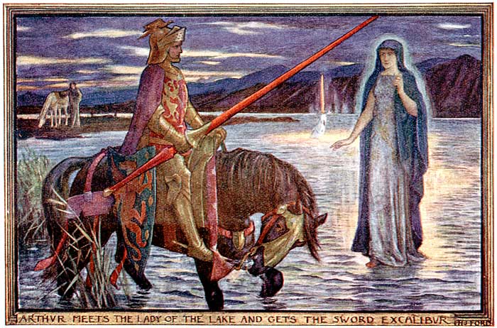 ARTHUR MEETS THE LADY OF THE LAKE AND GETS THE SWORD
EXCALIBUR