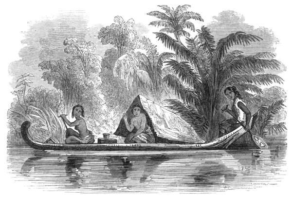 Dyak Women in Canoe