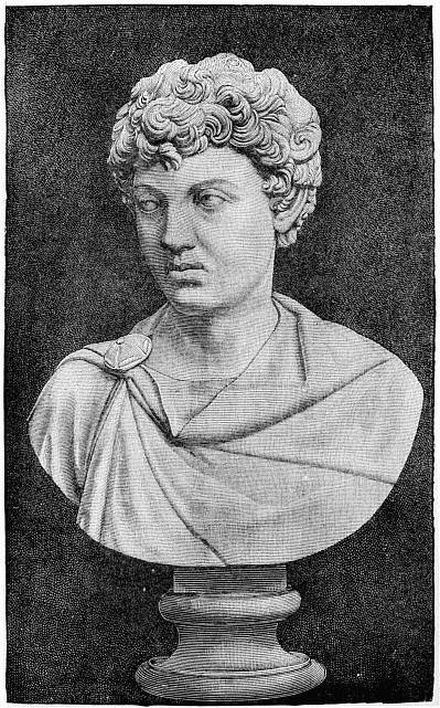 MARCUS ANNIUS VERUS, AFTERWARD THE EMPEROR MARCUS AURELIUS ANTONINUS. (From a bust in the Capitoline Museum.)