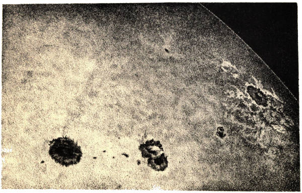 PLATE III.
SPOTS AND FACULÆ ON THE SUN.
(FROM A PHOTOGRAPH BY MR. WARREN DE LA RUE, 20TH SEPT., 1861.)