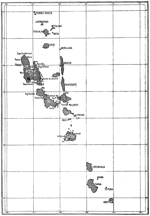 Detailed map of the New Hebrides.