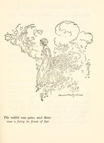 [Illustration: The rabbit was gone, and there was a fairy in front of her, recto]