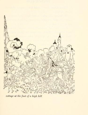 [Illustration: As evening fell they came to a woodman's cottage at the foot of a high hill, recto]