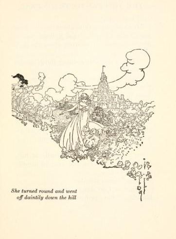 [Illustration: She turned round and went off daintily down the hill, verso]