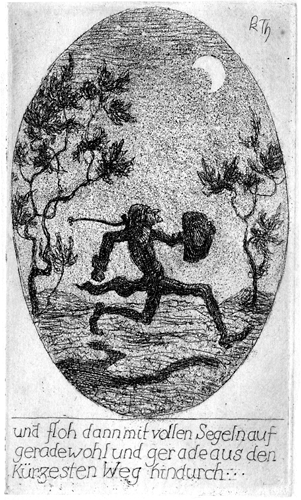 und floh dann mit vollen Segeln auf geradewohl und geradeaus den Kürzesten Weg hindurch&nbsp;...