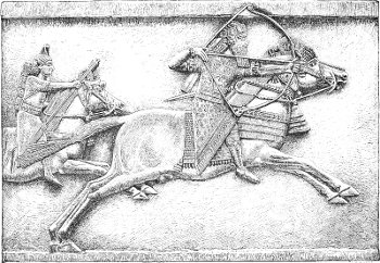 Fig. 5.—Assurbanipal at the chase. Kouyundjik. British
Museum. Drawn by Saint-Elme Gautier.
