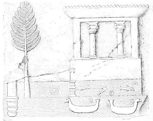 Fig. 41.—Temple on the bank of a river, Khorsabad; from
Botta.