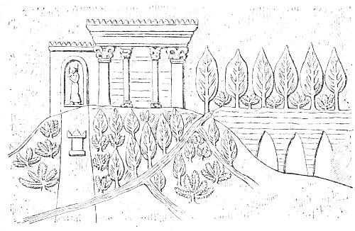Fig. 42.—Temple in a Royal Park, Kouyundjik; from the
British Museum.