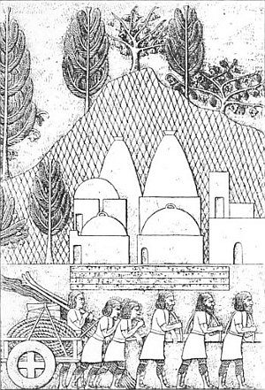 Fig. 43.—View of a group of buildings; Kouyundjik; from
Layard.