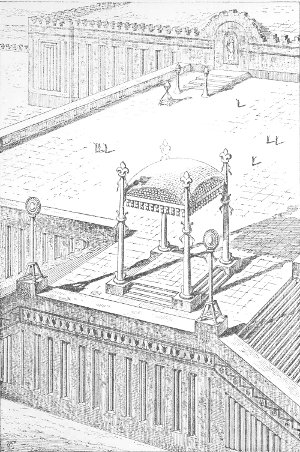 Fig. 70.—Type of open architecture in Assyria; composed by
Charles Chipiez.