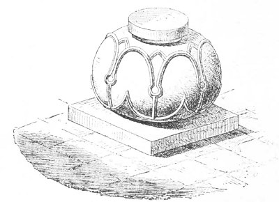 Fig. 82.—Ornamented base, in limestone.