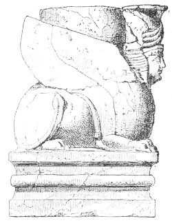 Fig. 85.—Winged Sphinx carrying the base of a column; from
Layard.