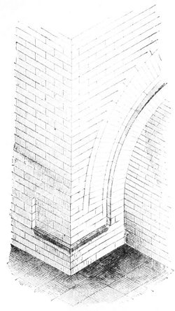 Fig. 91.—Return round the angle of an archivolt in one of
the gates of Dour-Saryoukin; compiled from Place.
