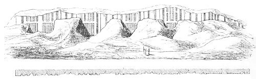 Fig. 100.—Façade of a ruined building at Warka; from
Loftus.
