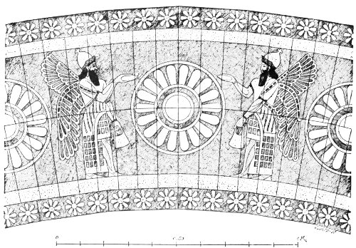 Fig. 124.—Detail from enamelled archivolt. Khorsabad. From
Place.