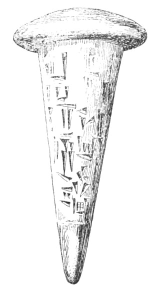 Fig. 149.—Terra-cotta cone. Height 6 inches. Louvre.