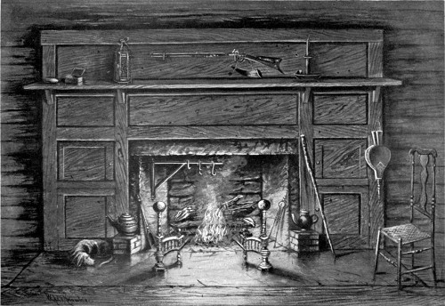 THE OLD TRAPPER'S FIREPLACE.