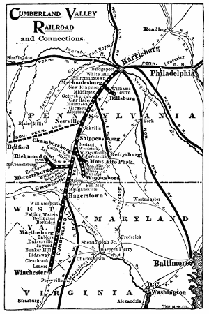 Figure 4.—Map of the Cumberland Valley Railroad as it appeared in 1919.