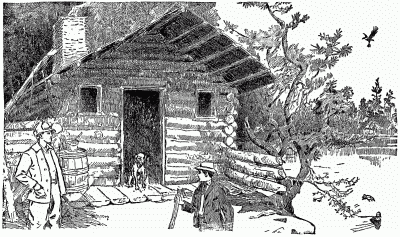 Hunter's cabin showing how projecting logs may be utilized.
