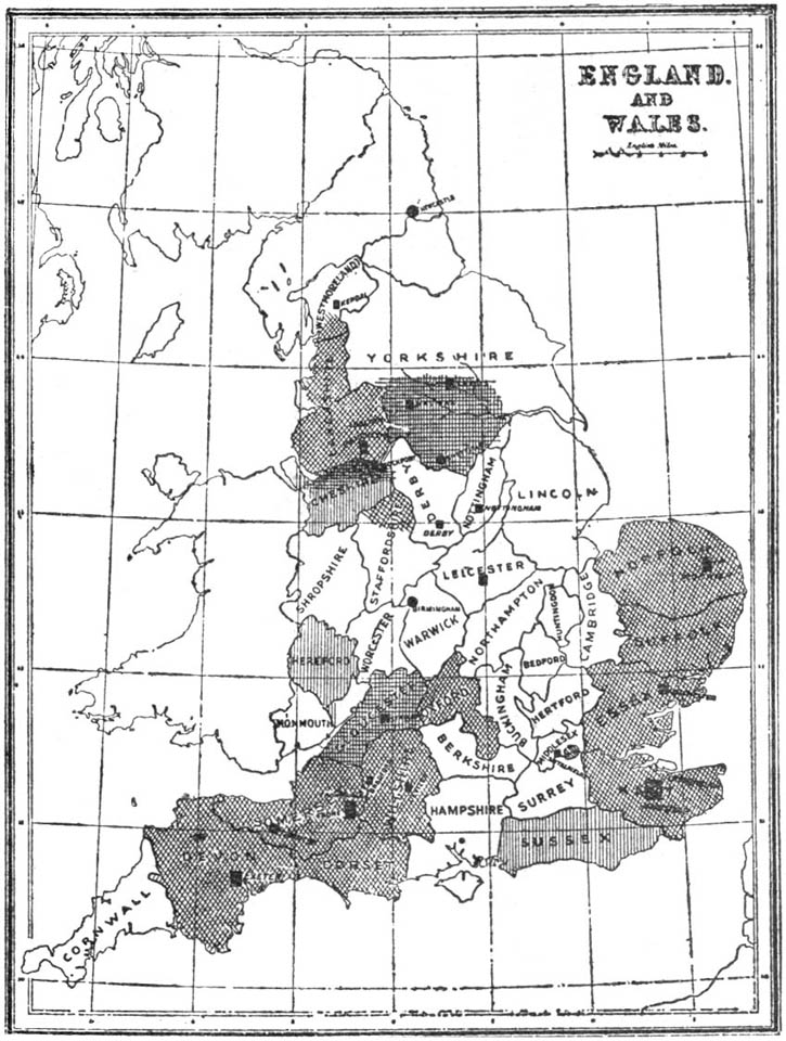map: Industrial England in 1830.