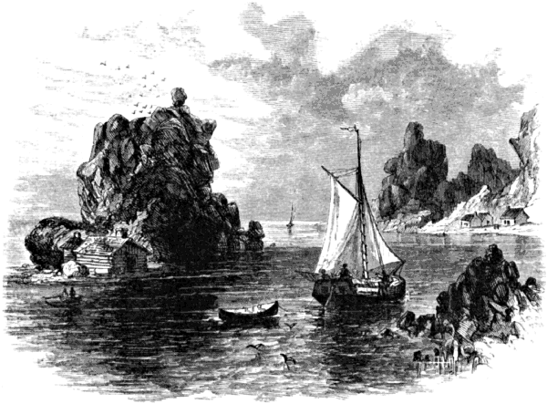 Small islands, some with a little house on them, and a few boats on the sea