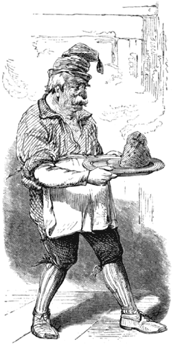 The landlord carries a plate piled high with food