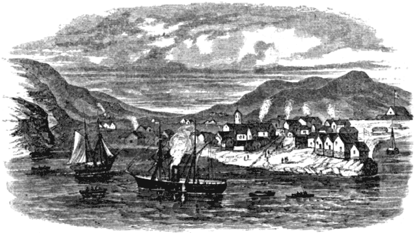 The harbor and town, surrounded by hills
