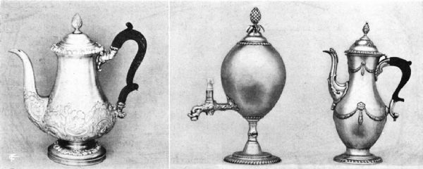 English Sheffield Plate Coffee Pots and Coffee Urn,
Eighteenth Century
