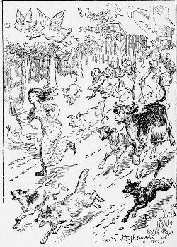 'The cow ran, the calf ran, and even the very hogs
trotted.'—p. 122.