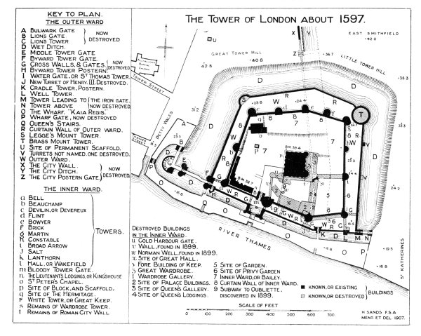 Plan of the Tower of London about 1597.