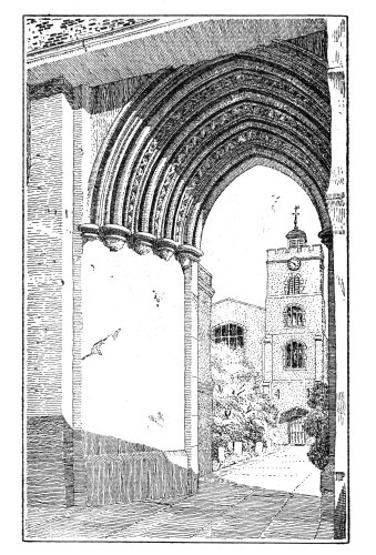 Fig. 2—Priory Gate and Church Tower in 1863.