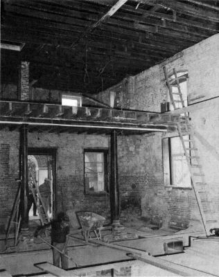 Interior of the gutted courthouse during restoration in
1966. Photo by Lee Hubbard.