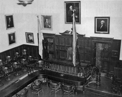 The old court room prior to restoration. Photo by Lee
Hubbard, 1966.