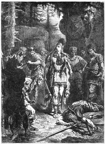 Clovis stands over the dead chieftain