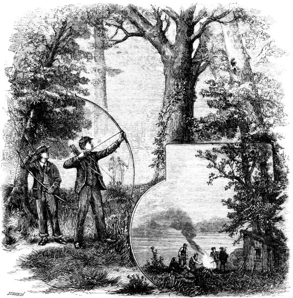 MOHAWK BOWMEN IN THE WOODS.—[See next Page.]