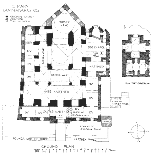 Plan of the Church—Plan of the Parecclesion—Plan of the Gynaeceum in the Parecclesion.