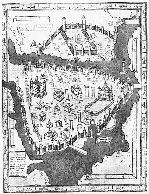 Mediaeval Map of Constantinople by Bondelmontius.